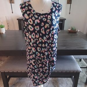 Heimish USA Sleeveless Leopard Print Tie Knot Top Size 2X